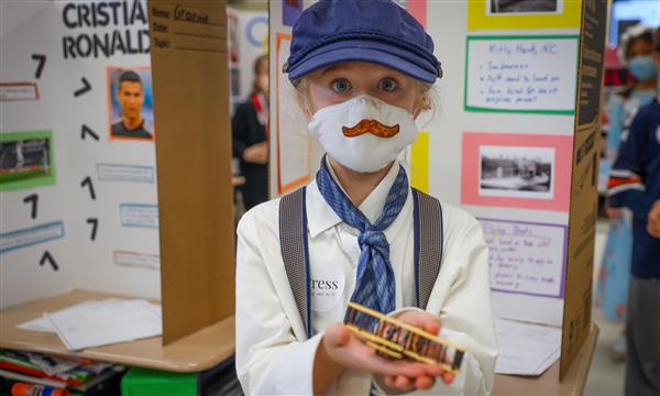 Student dressed as a Wright brother